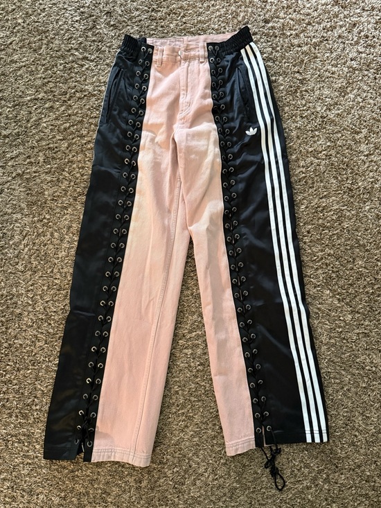adidas Originals Denim - adidas Originals Women's Denim Lacing Track Pants Black Pink